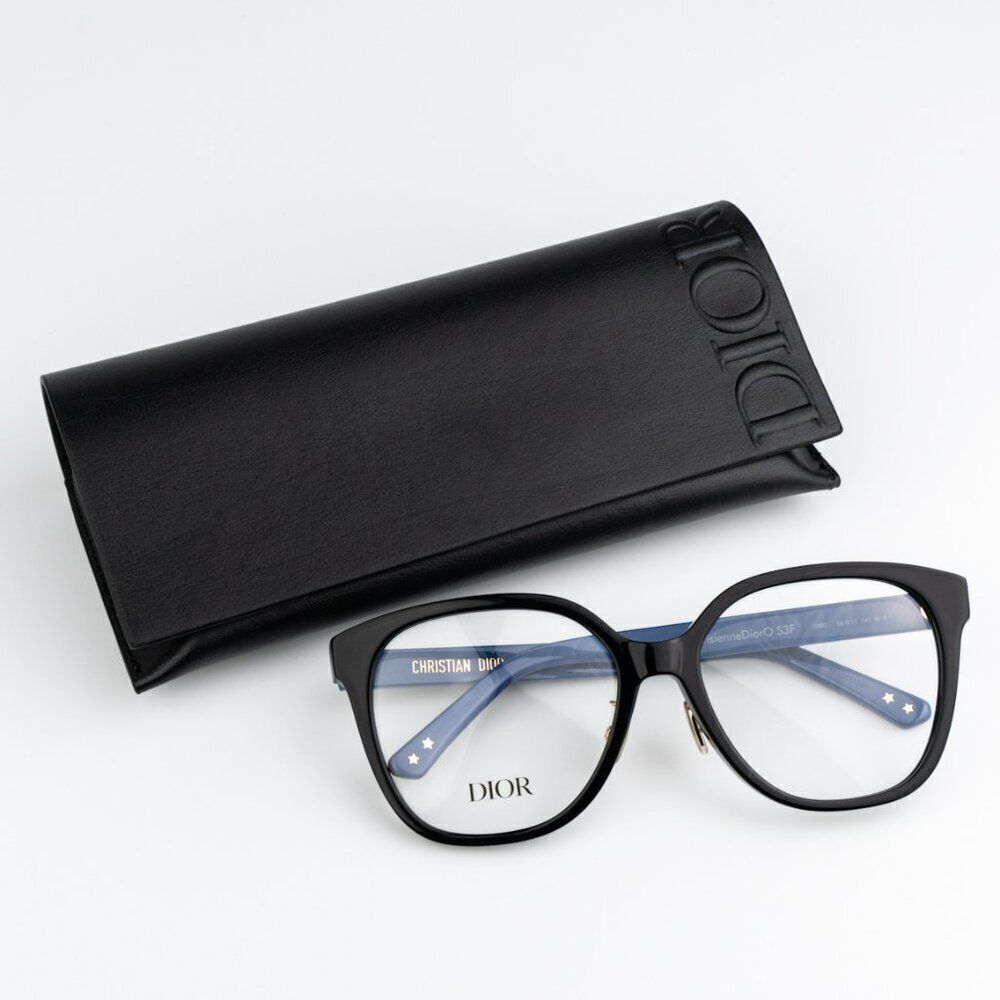 SALE! NEW Dior LAPARISIENNEDIORO S3F 1000 Shiny Black Blue Women Eyeglasses